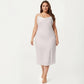 Plus Size Satin Slip Nightgown with Adjustable Spaghetti Straps Midi Length Relaxed Fit Sleepwear Dress