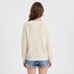 Lace Trim V Neck Long Sleeve Knit Pullover Sweater
