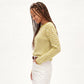 Striped Pointelle Knit Boat Neck Long Sleeve Sweater