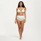 Maternity 3-Pcs Bikini Set with Triangle Top, High-Waisted Bottom, and Matching Skirt Wrap