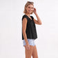 Ruffle Sleeve Blouse Smocked Neck Tie Front Flowy Top
