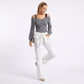 Off Shoulder Knit Sweater Long Sleeve Ribbed Pullover