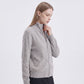 Mock Neck Zip-Front Knit Cardigan Sweater