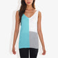 V-Neck Color Block Sweater Top - Lightweight Knit