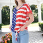 V Neck Flag Print Tie Front