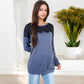 Long Sleeve Top with Lace Yoke Detail and Relaxed Fit