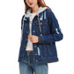 Detachable Hoodie Denim Distressed Jean Jacket