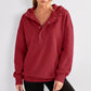 Snap Button Hooded Long Sleeve Pullover Sweatshirt