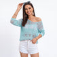 Open Stitch Knit Sweater One Shoulder Geometric Long Sleeve Top