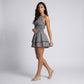 Gingham Sleeveless Smocked Mini Dress with Tiered Ruffle Skirt