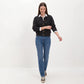 Wavy Pointelle Button-Front Long Sleeve Knit Cardigan