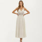 Boho Crochet Lace Inset Maxi Dress with Keyhole Back