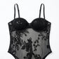 Floral Sequin Mesh Bodysuit with Underwire Cups and Adjustable Straps