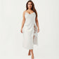 Plus Size Satin Wrap Nightgown with Lace Trim Adjustable Spaghetti Straps Side Tie Midi Length Sleepwear Dress