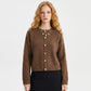 Gold Button Crewneck Cardigan Sweater