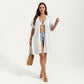 Open Front Knit Cardigan with Heart Pointelle Pattern Short Sleeves Relaxed Mid Length Fit