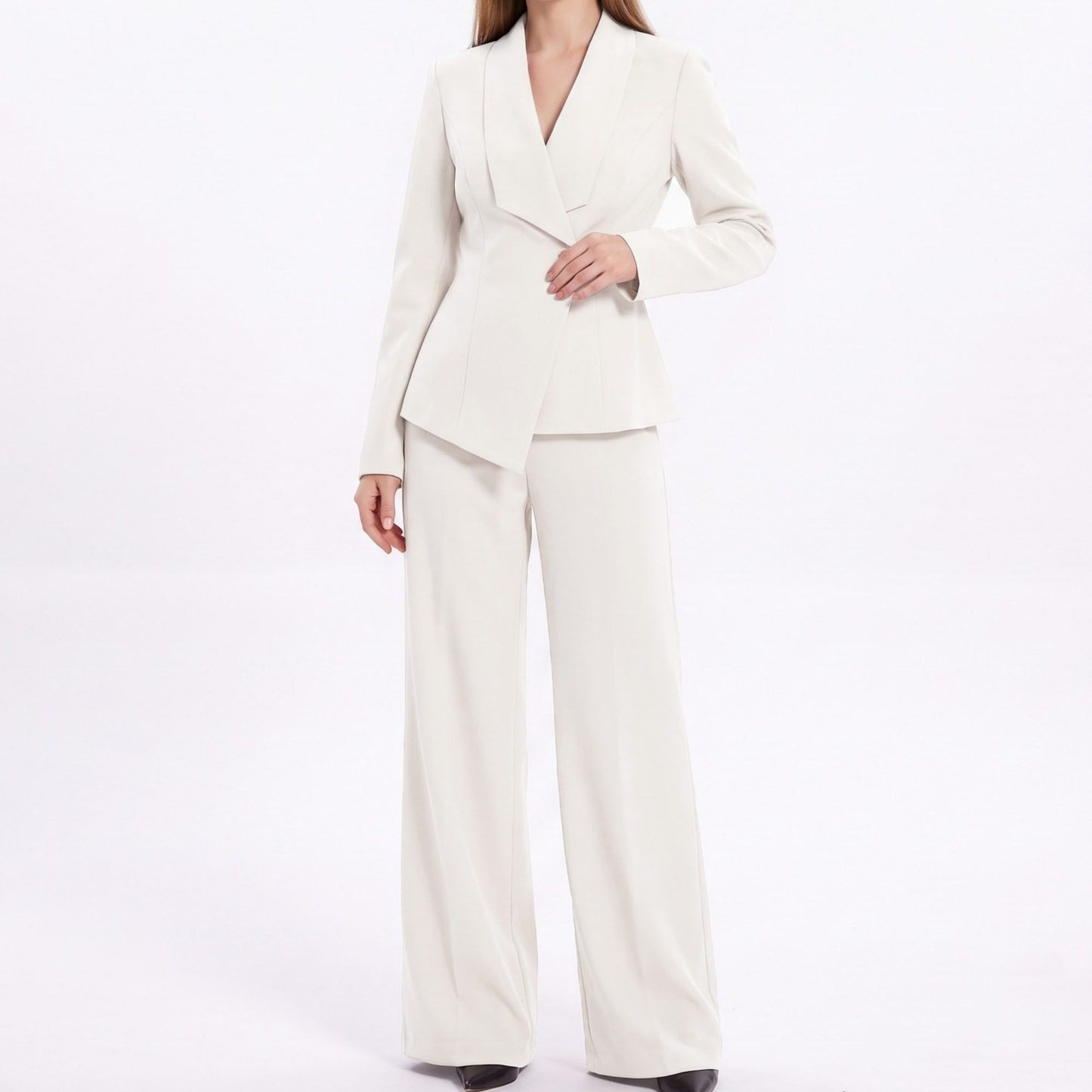 Shawl Collar Blazer and Straight Leg Pants Two Piece Suit Set