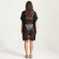 Sheer Crochet Trim Cover Up Dress with Tassel Detail Relaxed Fit and Short Sleeves