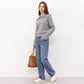 Cable Knit Collared Sweater with Flared Cuffs