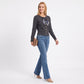 Knit Button-Down Cardigan Sweater with Neck Scarf Detail