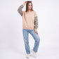Camo Sleeve Mock Neck Long Sleeve Pullover Sweatshirt
