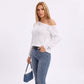 One Shoulder Cold Shoulder Pointelle Knit Long Sleeve Sweater