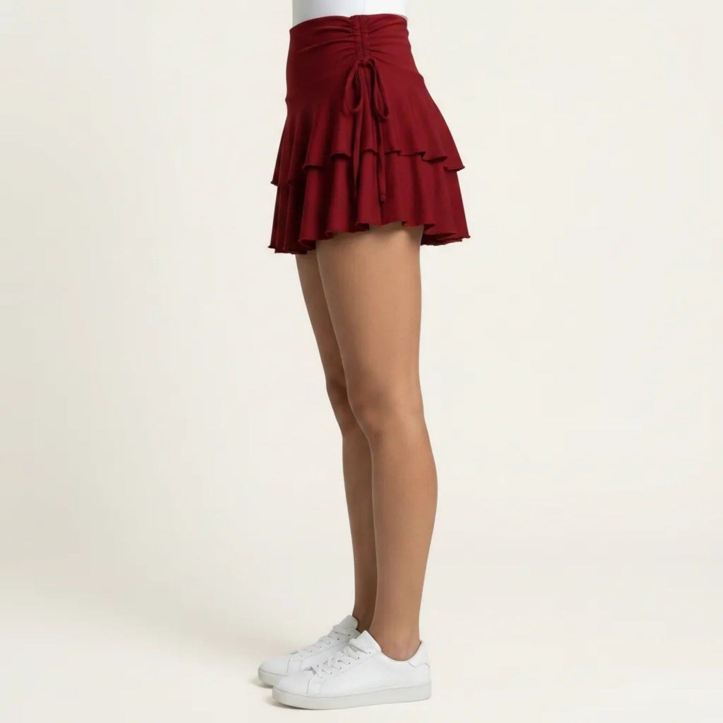 Tiered Ruffle Mini Skirt Side Tie High Waist Flowy Lightweight Casual Skirt
