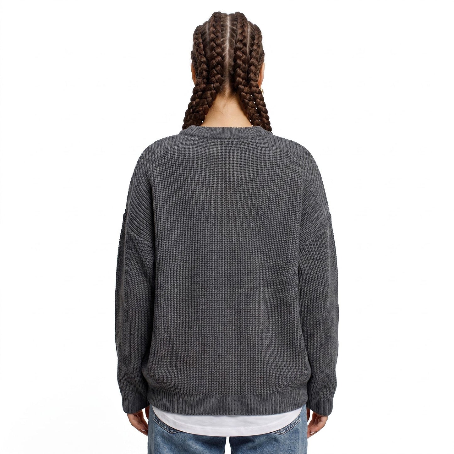 Oversized Chunky Knit Crewneck Pullover Sweater
