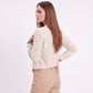 Striped Long Sleeve Split Neck Blouse with Button Placket