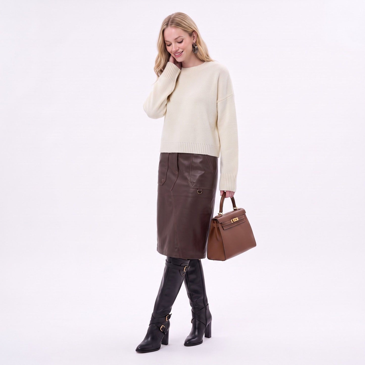 Relaxed Fit Crew Neck Pullover Sweater