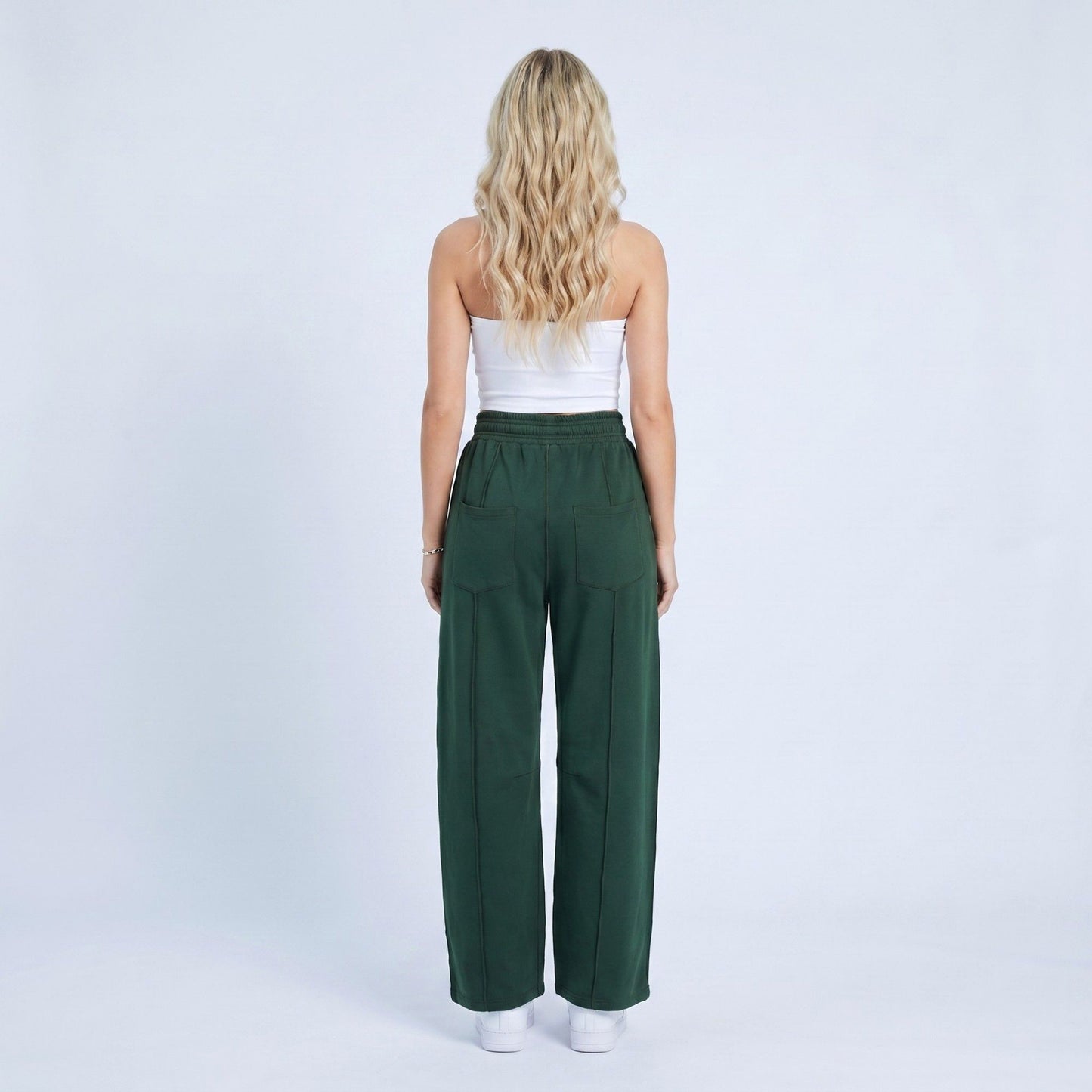 High Rise Drawstring Wide Leg Utility Pants with Patch Pockets