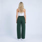 High Rise Drawstring Wide Leg Utility Pants with Patch Pockets