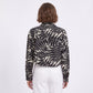Tropical Leaf Print Cropped Jacket Long Sleeve Open Front Collared Blazer