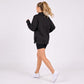 Quarter Zip Mock Neck Long Sleeve Tunic Sweatshirt with Side Slits