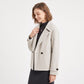 Double Breasted Short Coat Notched Collar Long Sleeve Relaxed Fit Jacket