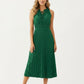 Sleeveless Midi Dress with Pleated Skirt and Tie Neck Detail