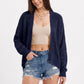 Open-Front Dolman Sleeve Draped Knit Cardigan