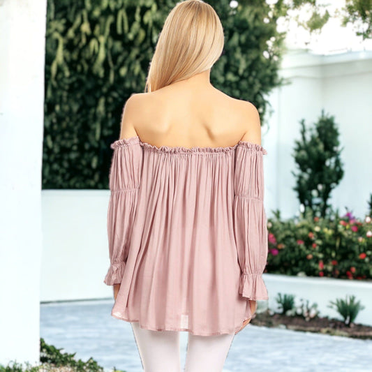 Semi Sheer Boho Off The Shoulder Layering Top