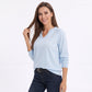 Long Sleeve V-Neck Sweatshirt with Raglan Sleeves
