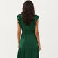 Tiered Midi Dress with Ruffle Sleeves and Smocked Waist
