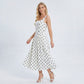 Polka Dot Square Neck Fit and Flare Midi Dress