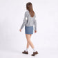3D Floral Pearl Button Fuzzy Knit Cardigan Sweater