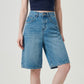 High-Waisted Denim Bermuda Shorts Cute