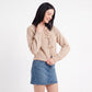 Tie-Front Long Sleeve Cropped Knit Cardigan