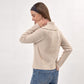 Ribbed Wide Collar Zip-Front Cardigan Sweater