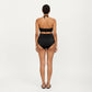Maternity Bandeau Two-piece Swimsuit with Floral Trim and High-Waisted Bottom