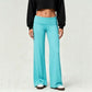 Foldover Waistband Wide-Leg Lounge Trousers
