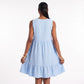 Sleeveless V-Neck Babydoll Ruffle Hem Dress with Pockets