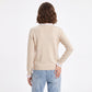 Lace Trim Crew Neck Sweater Long Sleeve Ribbed Hem Classic Knit Pullover