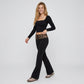 Leopard Print Contrast Waistband Full-Length Wide-Leg Trousers